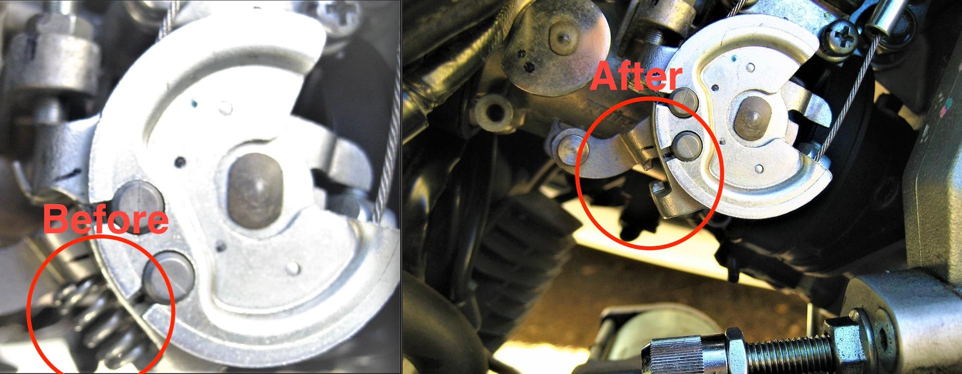 Throttle spring removal